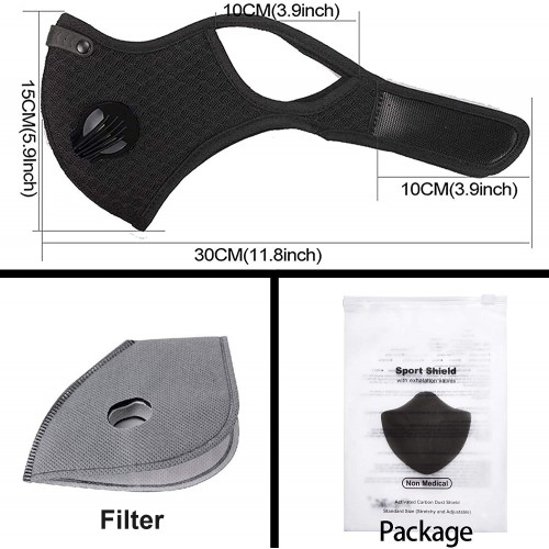 1ADOPLPH replaceable filters  mask (BLACK)