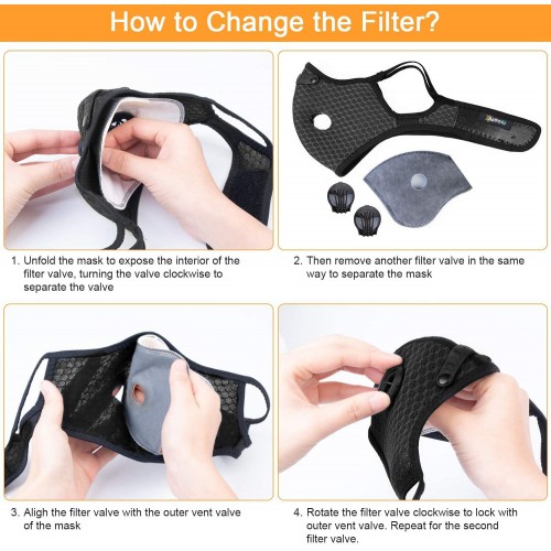 1ADOPLPH replaceable filters  mask (BLACK)